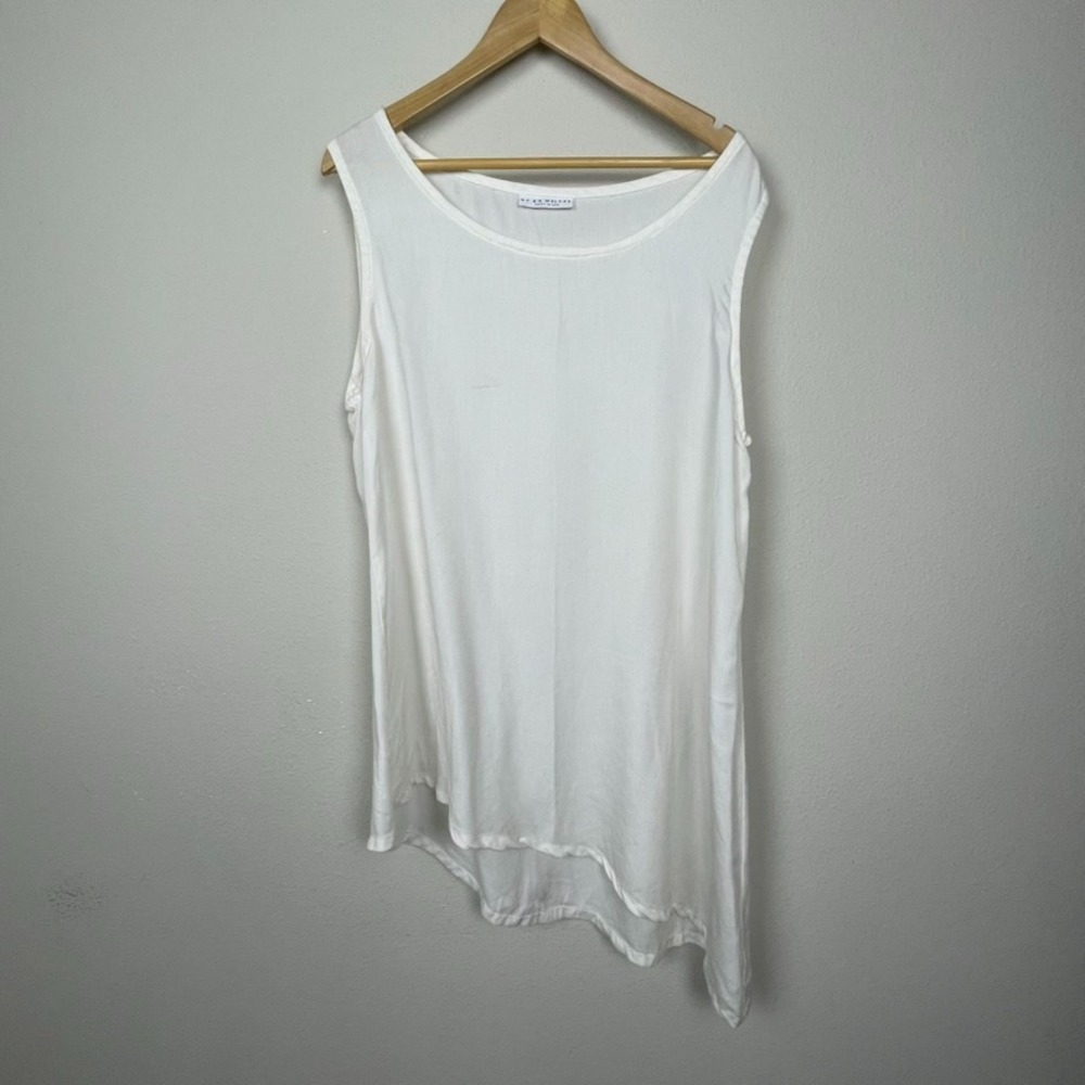 bryn Walker White Sleeveless Asymmetric Tunic